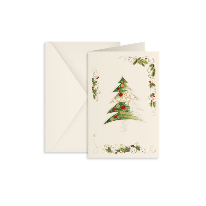 Biglietto Auguri Natale Albero Elegante