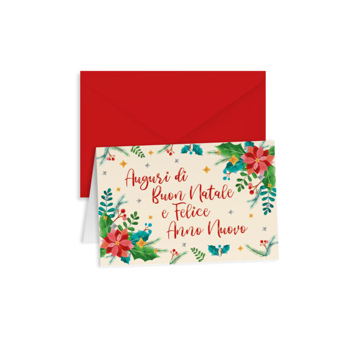 Biglietto Auguri Natale Fiori Natalizi