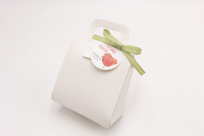 Scatolina borsina con tag e nastro chiffon - immagine 2
