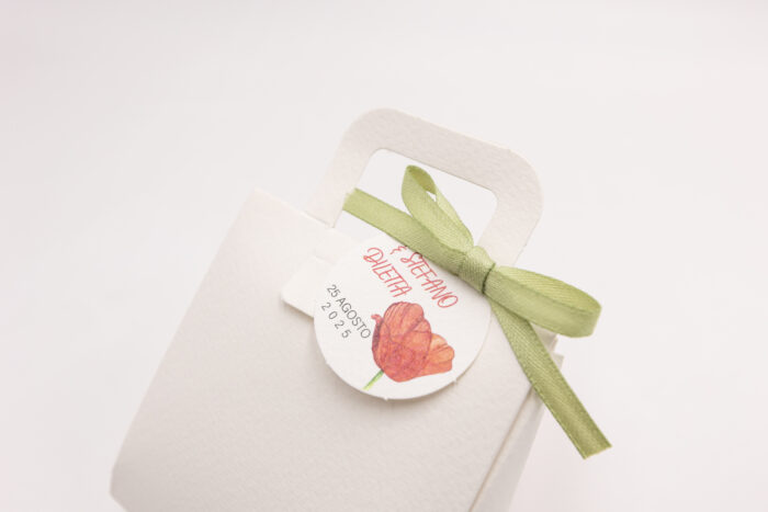 Scatolina borsina con tag e nastro chiffon - immagine 3