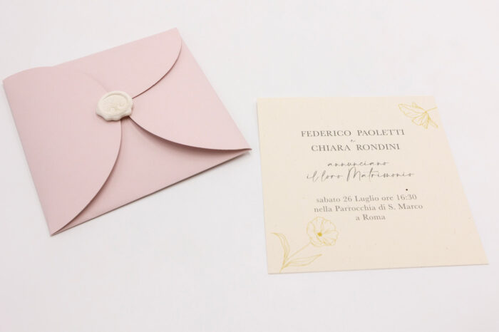 Partecipazione con Cover Fiore Quadrata e Sigillo